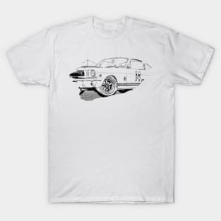 Mustang GT350 Action Art Splash Print Wireframe T-Shirt